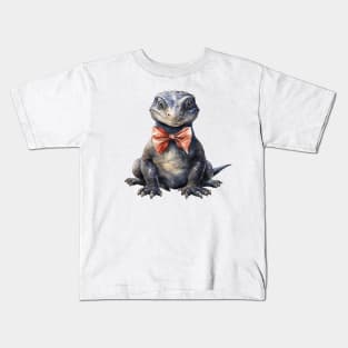 Komodo Dragon Wearing Bow Kids T-Shirt